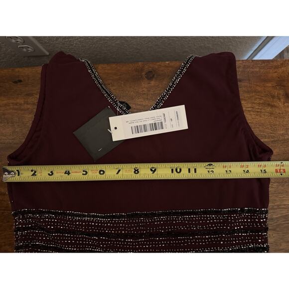 JKara Two Piece Beaded Bolero Jacket Maxi Dress Size 6P Cranaberry Holiday - Picture 12 of 16